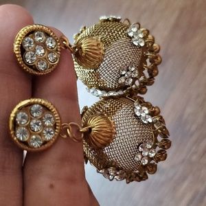 Large Dull gold jhumkis